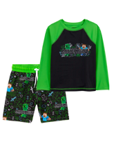 Kid 2-Piece Minecraftâ„¢ Rashguard & Swim Trunk Set