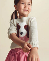Toddler Girl Dog Sweater - Cream