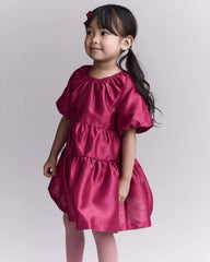 Toddler Girl Puff-Sleeve Tiered Party Dress - Pink