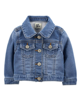 Baby Girl Knit-Like Denim Jacket - Dark Wash
