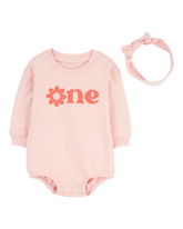 Baby Girl 2-Piece Birthday Bubble & Headwrap Set - Pink