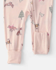 Baby Girl 1-Piece Woodland PurelySoft™ Snug Fit Pajama - Pink