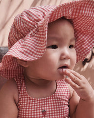 Baby Girl Sunhat Made with Organic Cotton in Red Gingham