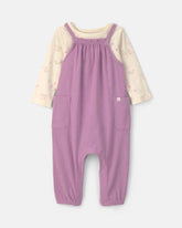Baby Girl 2-Piece Long-Sleeve Overall Set - Purple