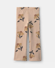 Toddler Girl Floral Cotton Pull-On Stretch Flare Leggings - Tan