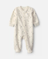 Baby Girl Snowflake Fleece 2-Way Zip Sleep & Play Pajamas - Cream