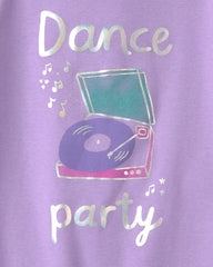 Girls Dance Party 100% Cotton 4-Piece Pajama Set - Purple
