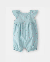 Baby Girl Ladybug Flutter-Sleeve Romper - Blue