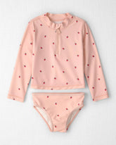 Toddler Girl 2-Piece Recycled Rashguard Swimsuit Set in Strawberry Print