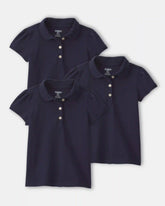 Toddler Girl 3-Pack Uniform Polo Shirts - Navy