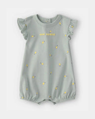 Baby Girl 'Main Squeeze' Lemon Short-Sleeve Romper - Green