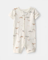 Toddler Whale 100% Cotton 1-Piece Romper Pajama - Ivory