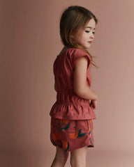 Toddler Girl Elastic Waist Peplum Top - Rose