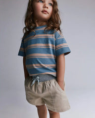 Toddler Boy Long-Line Shorts - Tan