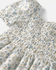 Toddler Girl Smocked Dress Made with Organic Cotton in Spring Bloom Print