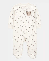 Baby Tiger Print 2-Way Zip Cotton Sleep & Play Pajamas - Ivory