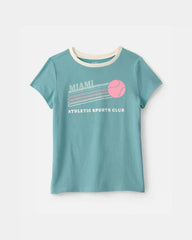 Girls 'Miami Sports Club' Graphic Tee - Blue