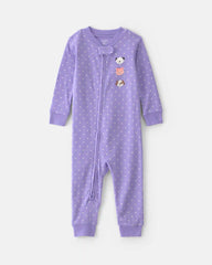 Baby Girl 1-Piece Pets 2-Way Zip 100% Cotton Snug Fit Pajama - Purple