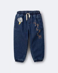 Toddler 'Splish, Splash' Jogger Pant in Denim - Blue