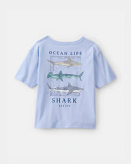 Boys Shark Ocean Life Graphic Tee - Blue