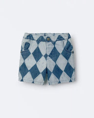 Toddler Boy Bermuda Shorts in Diamond Denim Print