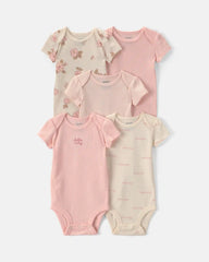 Baby Girl 7-Piece Bodysuits & Shorts Set - Pink/Ivory