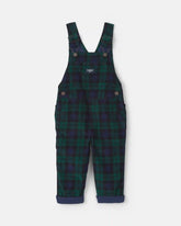 Toddler Boy Plaid Corduroy Overalls - Navy Blue/Green