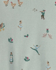 Toddler 2-Piece Organic Cotton Pajamas in 12 Days of Christmas Print