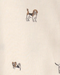Toddler Boy Dog Long-Sleeve Button-Down Shirt - Cream