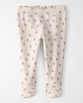 Baby Girl Organic Cotton Rib Footed Pants in Strawberry Print