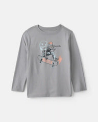 Boys Skateboarder Long-Sleeve Graphic Tee - Grey