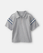 Boys Striped Polo Shirt - Grey/Navy Blue