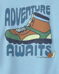 Boys 'Adventure Awaits' French Terry Pullover Sweatshirt - Blue