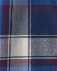 Toddler Boy Plaid Long-Sleeve Button-Down Hooded Shirt - Blue/Burgundy