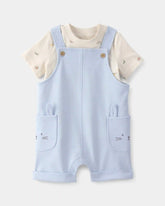 Baby Boy 2-Piece Easter Bunny Shortall Set - Blue/Cream