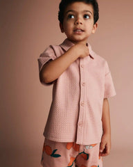 Toddler Boy Button-Down Short-Sleeve Shirt - Light Pink