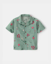 Toddler Boy Veggie Fruit Short-Sleeve Button-Down Shirt - Green