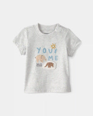 Baby 'Let's Be Friends' Graphic Tee - Grey