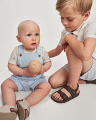 Baby Boy 2-Piece Easter Bunny Shortall Set - Blue/Cream