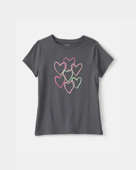 Girls Heart Graphic Tee - Grey