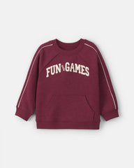 Toddler Boy 'Fun & Games' Pullover Sweatshirt - Burgundy