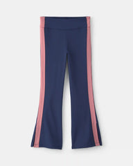 Girls Pull-On Stretch Active Flare Leggings - Navy Blue/Pink