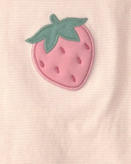 Baby Girl 3-Piece Strawberry Top & Pant Set - Pink
