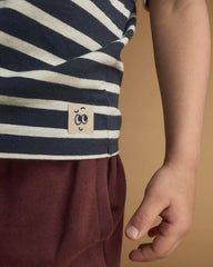 Toddler Relaxed Tee in Stripes - Navy/Burgundy