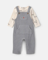 Baby Boy 2-Piece Penguin Long-Sleeve Overall Set - Grey/Cream