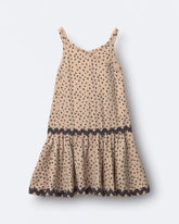 Toddler Girl Ric-Rac Drop-Waist Peplum Dress in Dot Print - Khaki