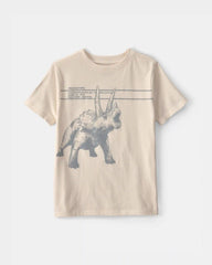 Boys Triceratops Dinosaur Graphic Tee - Cream