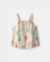 Girls Summer Floral Tank Top - Cream