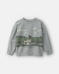 Boys 'Field Companion' Dog French Terry Pullover Sweatshirt - Grey