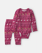Baby 2-Piece Fair Isle PurelySoftâ„¢ Long-Sleeve Bodysuit & Pant Set - Burgundy